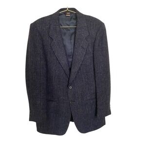 Farah Clothing Co Wool Blazer Jacket Gray Herringbone Made in USA Vintage 40R